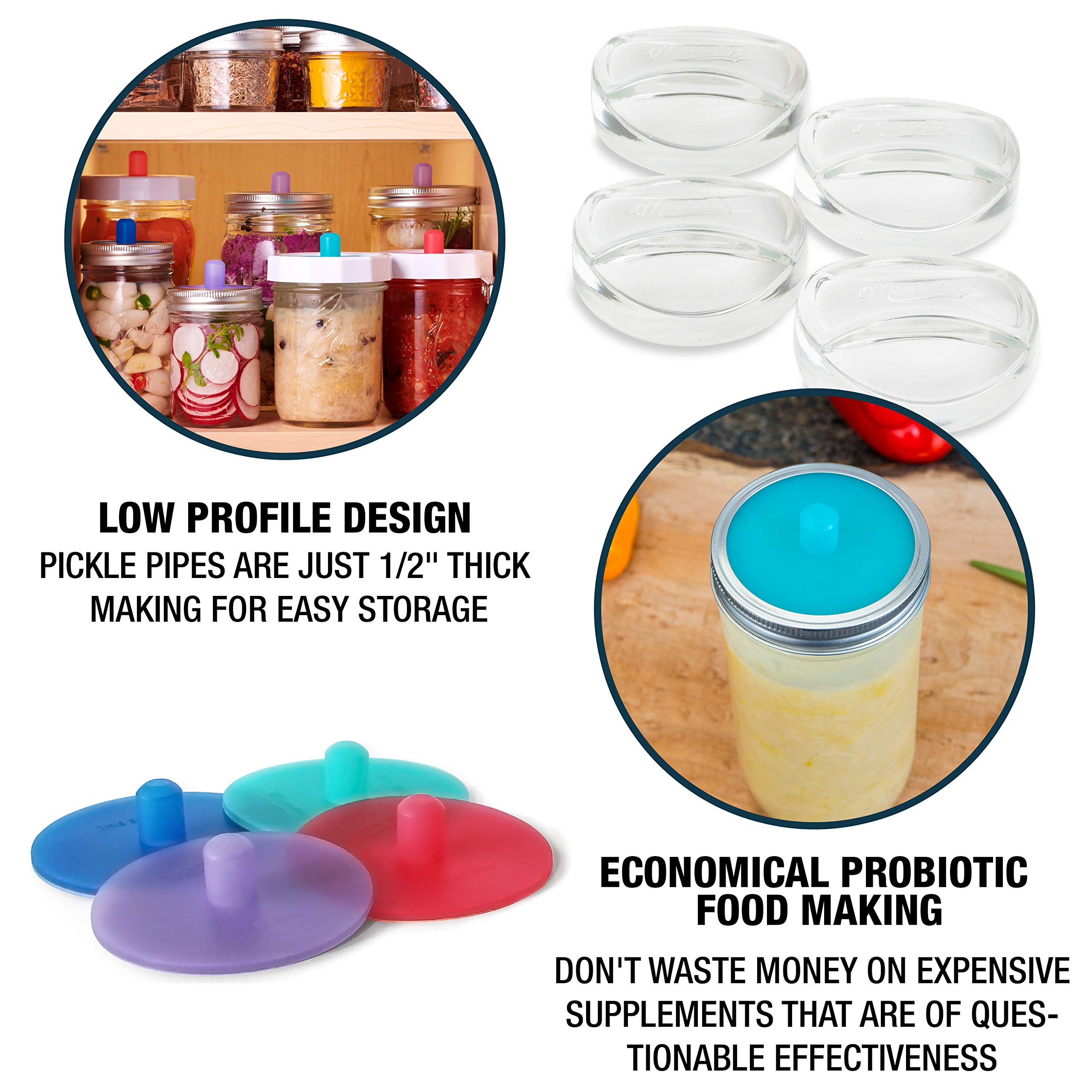 Masontops Pickle Pipes silicone airlock is food-safe and easy to clean.