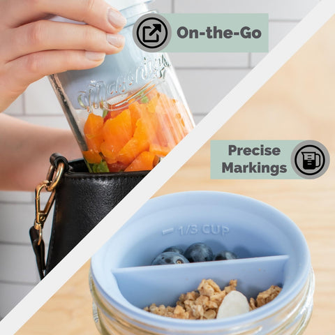 Masontops Snack Stack leak-proof design keeps contents secure.