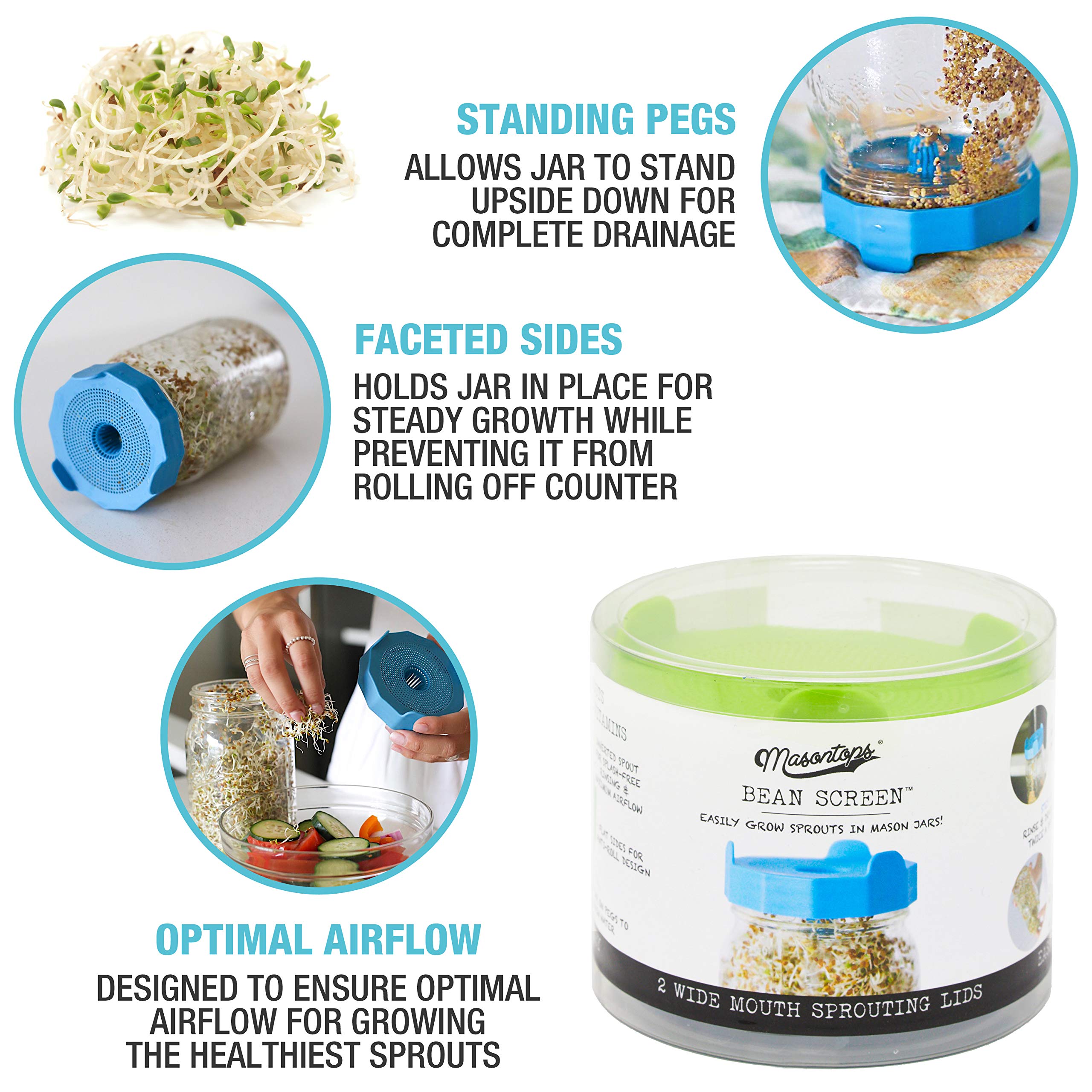 Masontops sprouting kit for mung bean sprouts in jars.