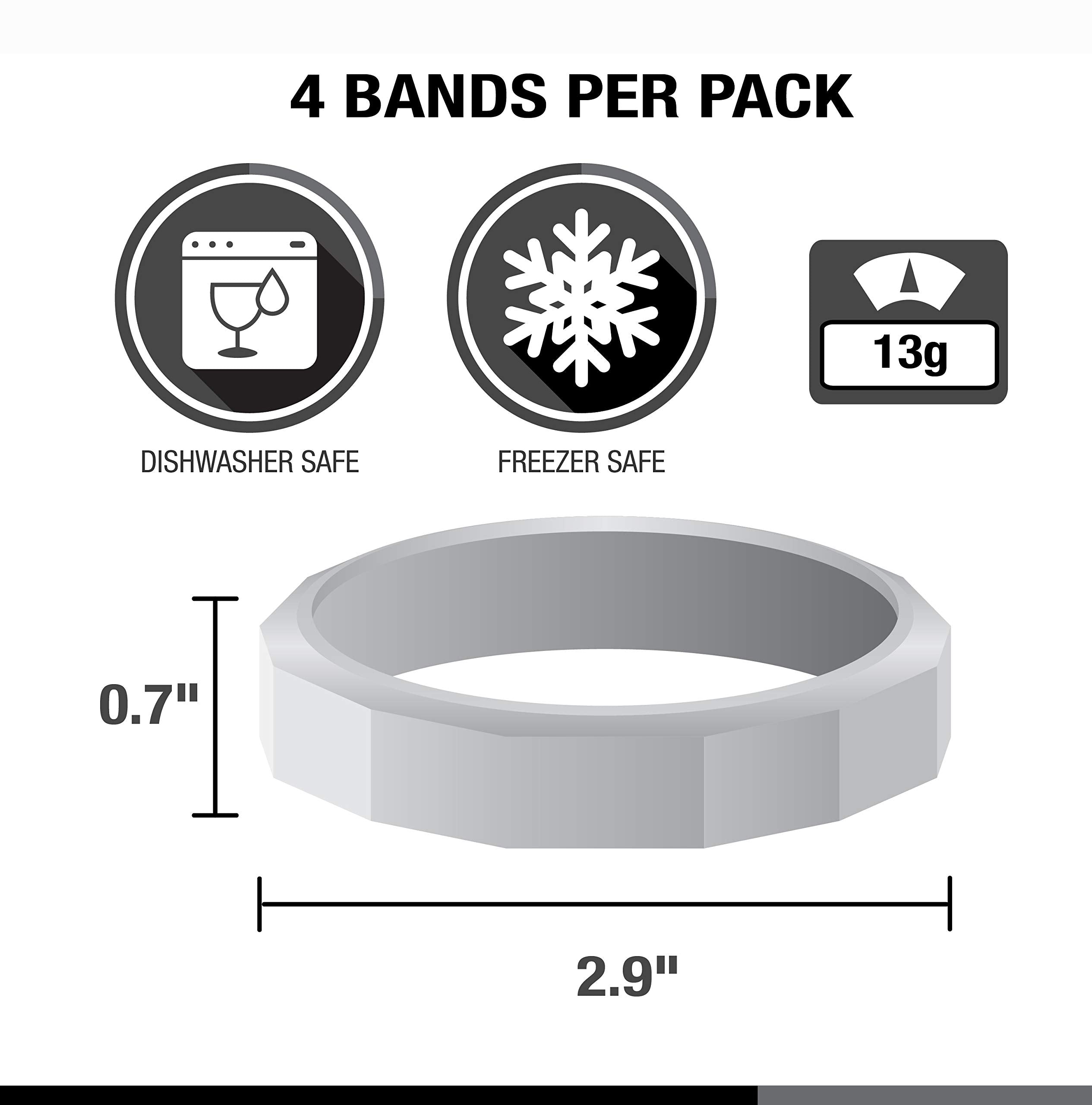 Masontops Tough Band stands upright on the counter, reducing spills.