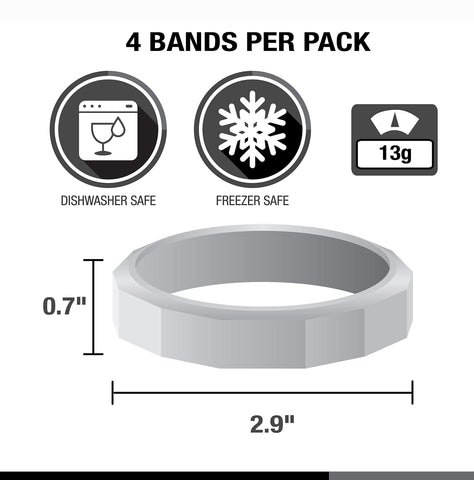Masontops Tough Band stands upright on the counter, reducing spills.