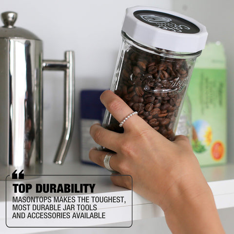 Masontops Tough Band keeps soups and yogurts fresh longer in jars.