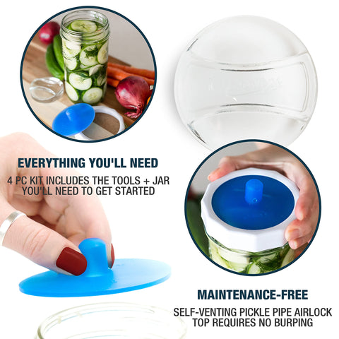 Masontops tough band plastic screw band securing jars during brining.