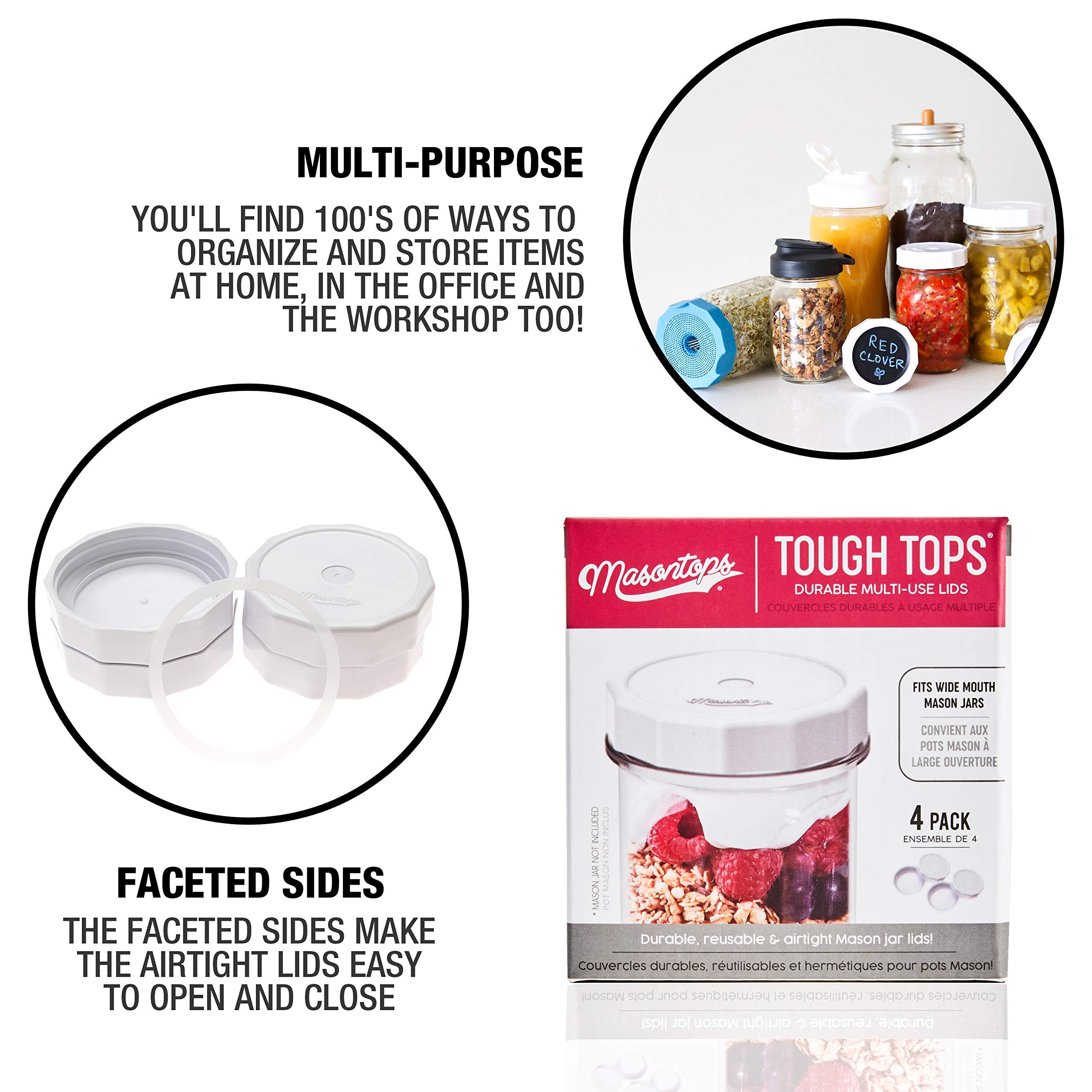Masontops Tough Tops BPA-free plastic close-up for safe food use.