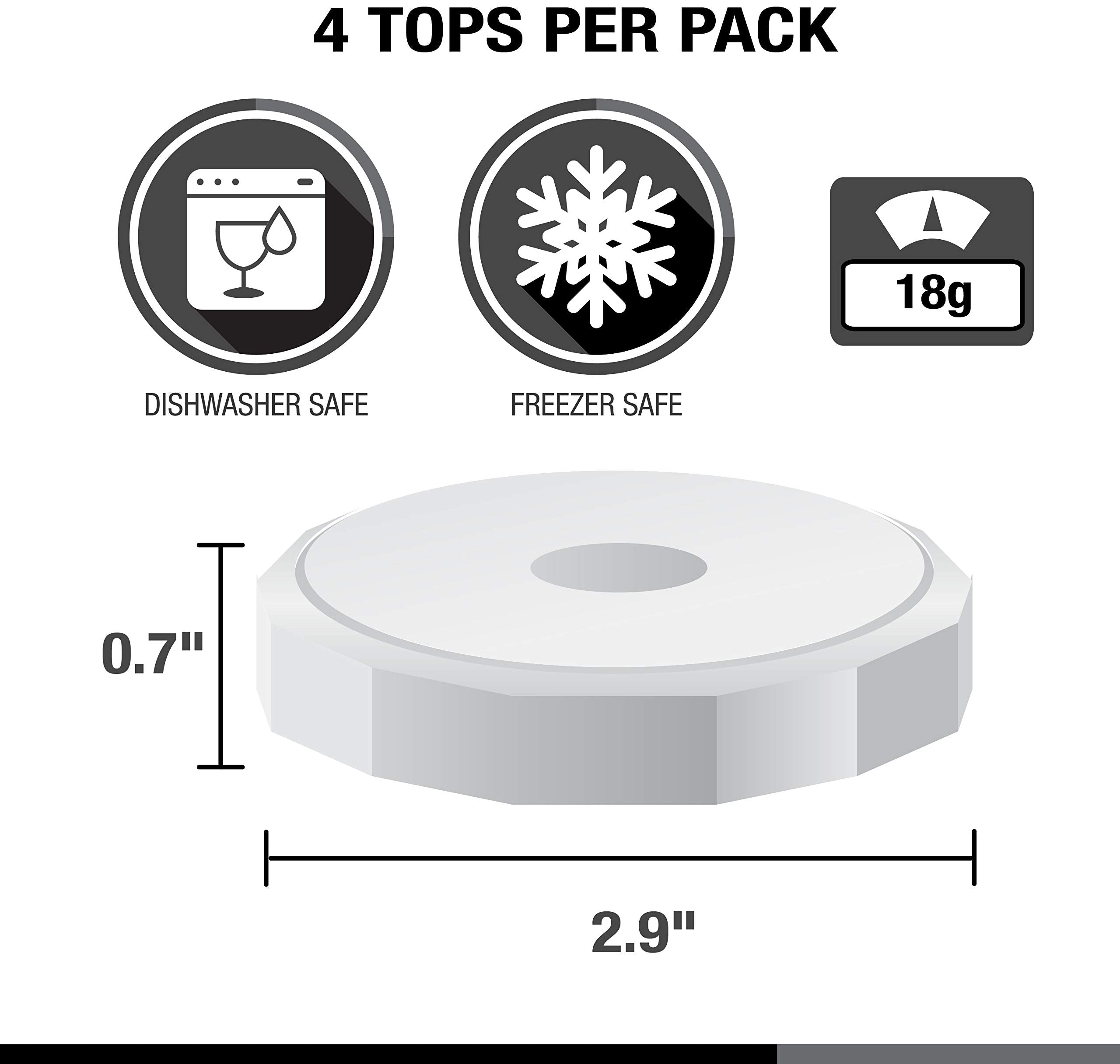 Masontops Tough Tops rust- and warp-resistant design for durable reuse.