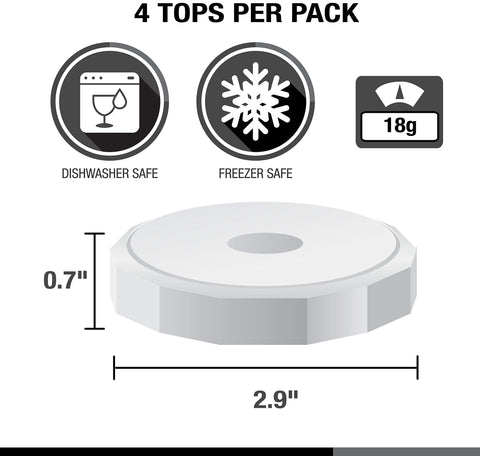 Masontops Tough Tops rust- and warp-resistant design for durable reuse.