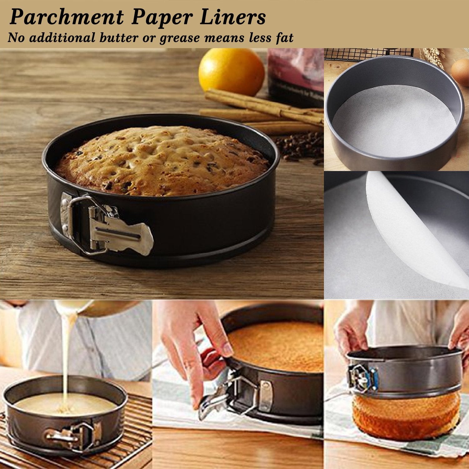 MASSUGAR parchment liners 50-count keep baking clean and easy release.