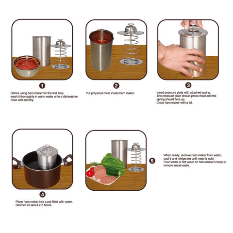 Master Feng ham-maker lid cover shown for neat, mess-free processing