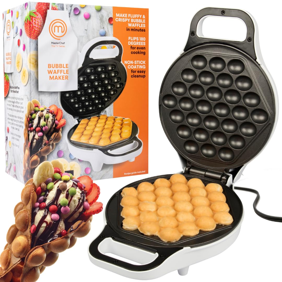 MasterChef Bubble Waffle Maker front view, compact design for quick breakfasts
