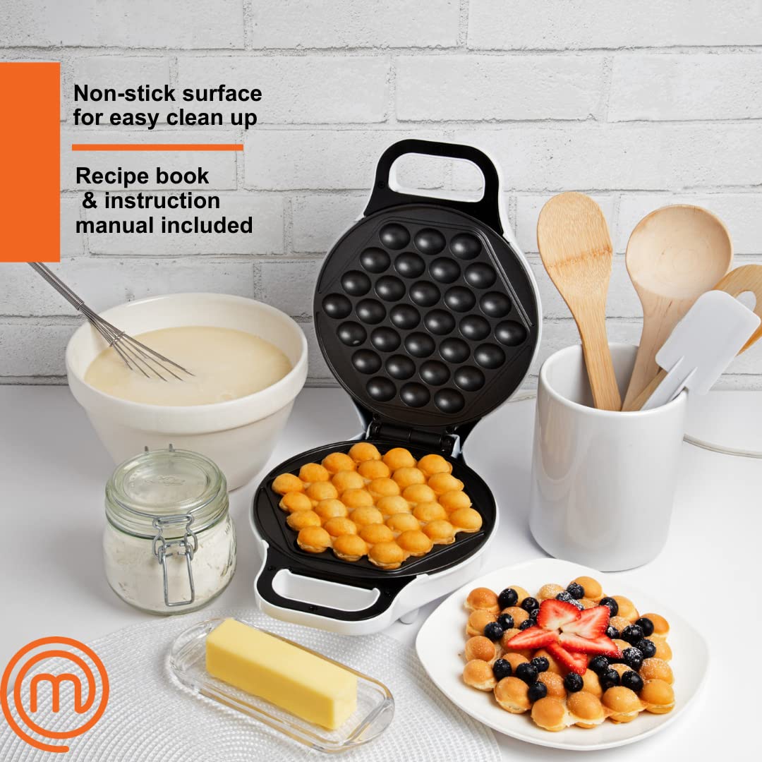 MasterChef Bubble Waffle Maker nonstick plates enable easy release and cleaning
