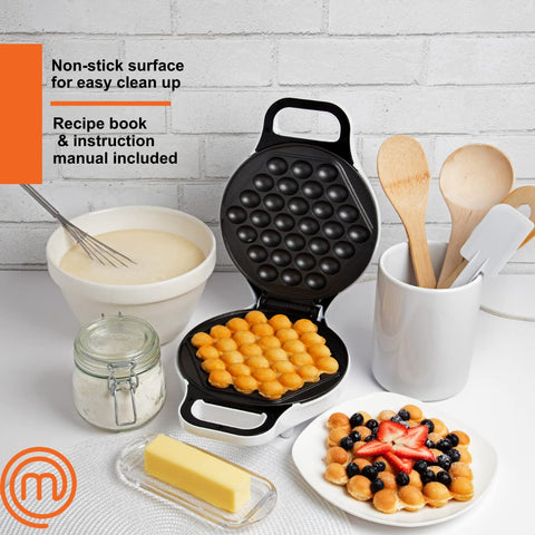 MasterChef Bubble Waffle Maker nonstick plates enable easy release and cleaning