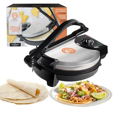MasterChef electric tortilla maker top view for quick, evenly baked flatbreads