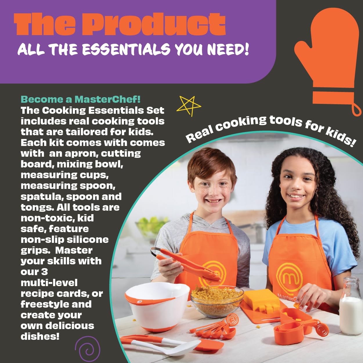 MasterChef Junior cutting board, kid-sized and safe for precise prep.