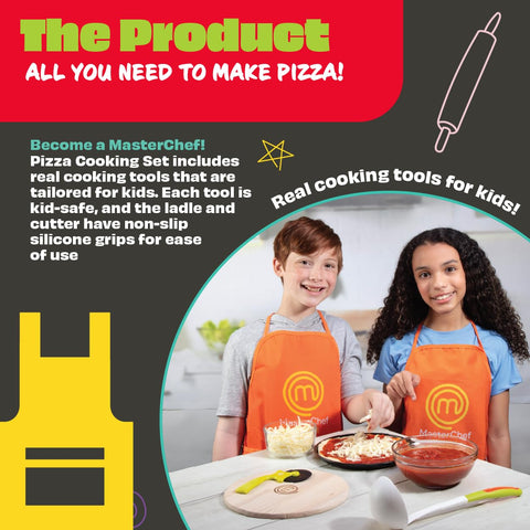 MasterChef Junior pizza set wood pizza board ideal for safe, hands-on baking.