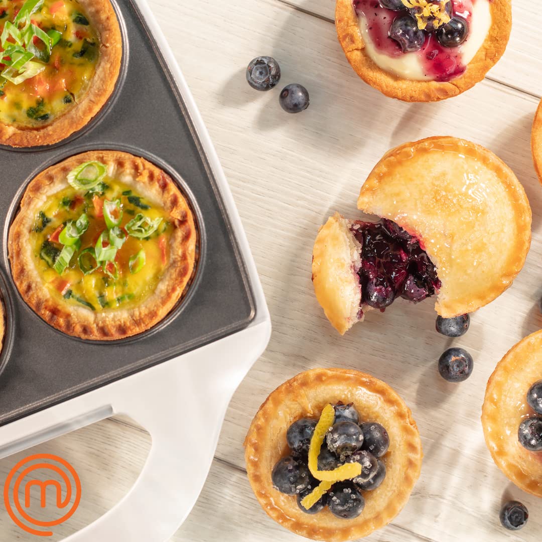 MasterChef mini pie baker guide showing dimensions for recipes