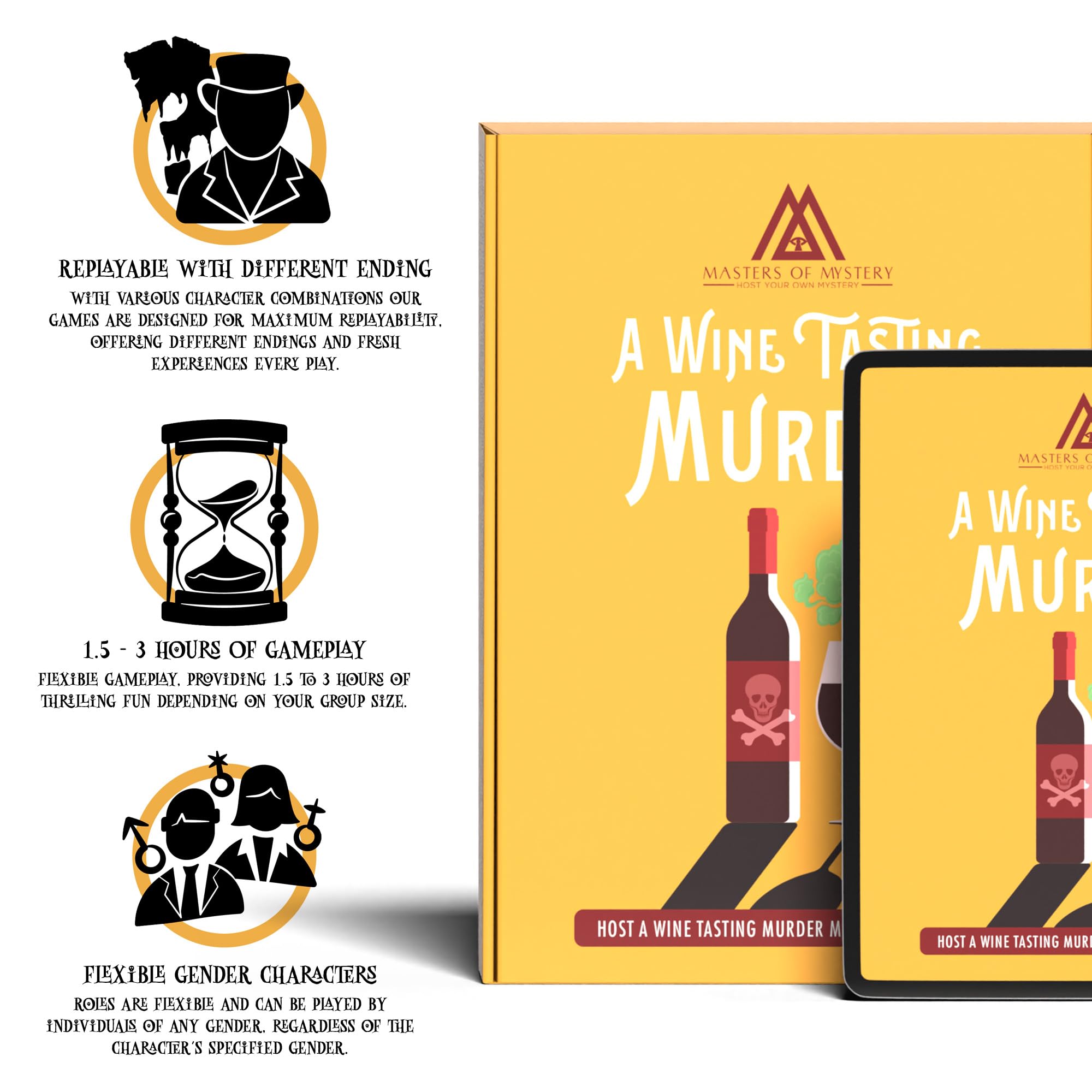 Masters of Mystery host scripts and recordings enable engaging tastings.