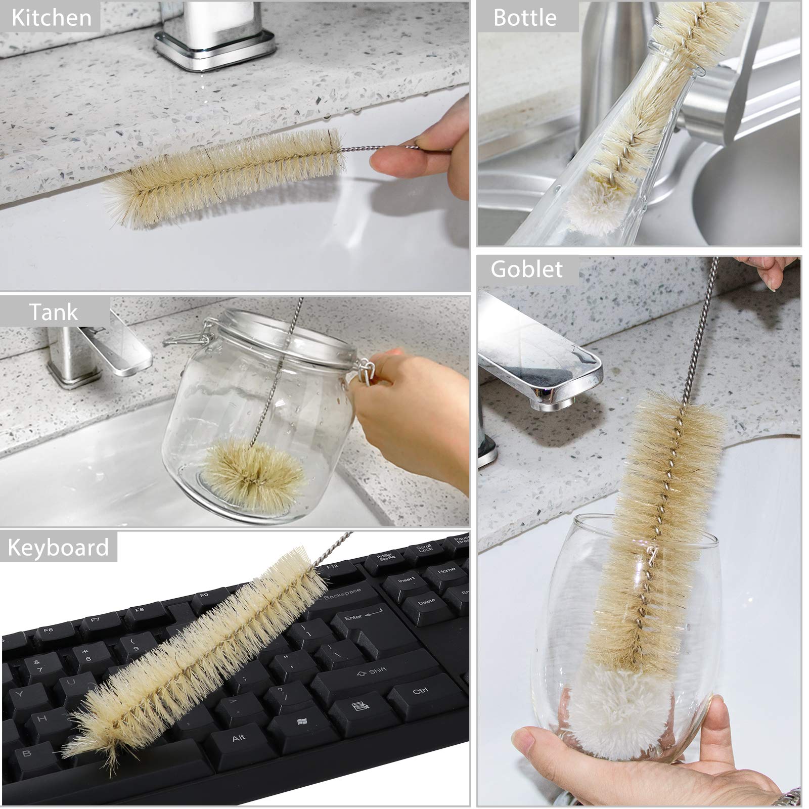 MASTERTOP twist-design bottle brushes reach awkward angles without scratching