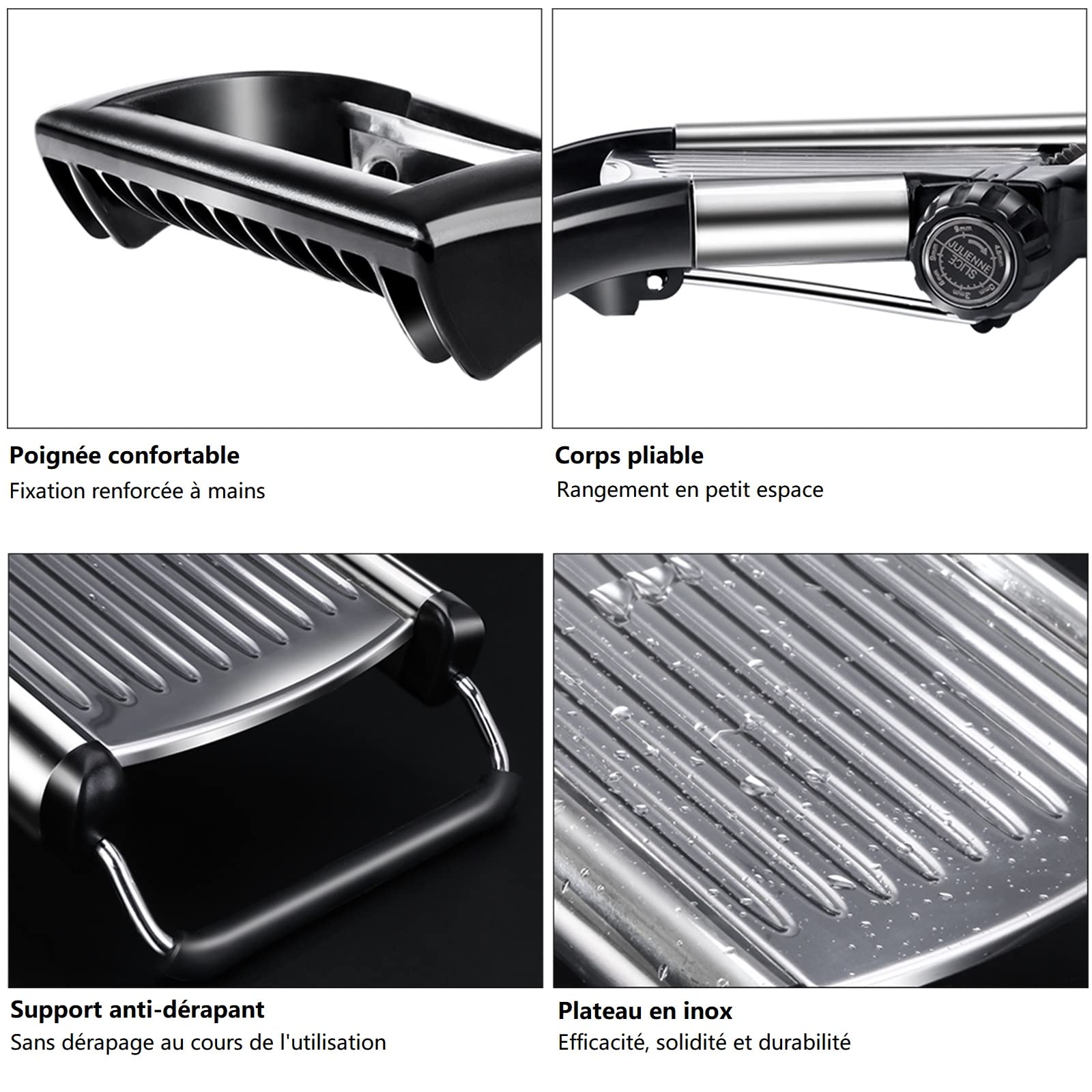 Mastertop built in blades let you adjust thickness without touching sharp edges.
