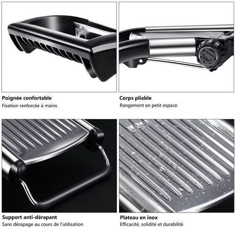 Mastertop built in blades let you adjust thickness without touching sharp edges.