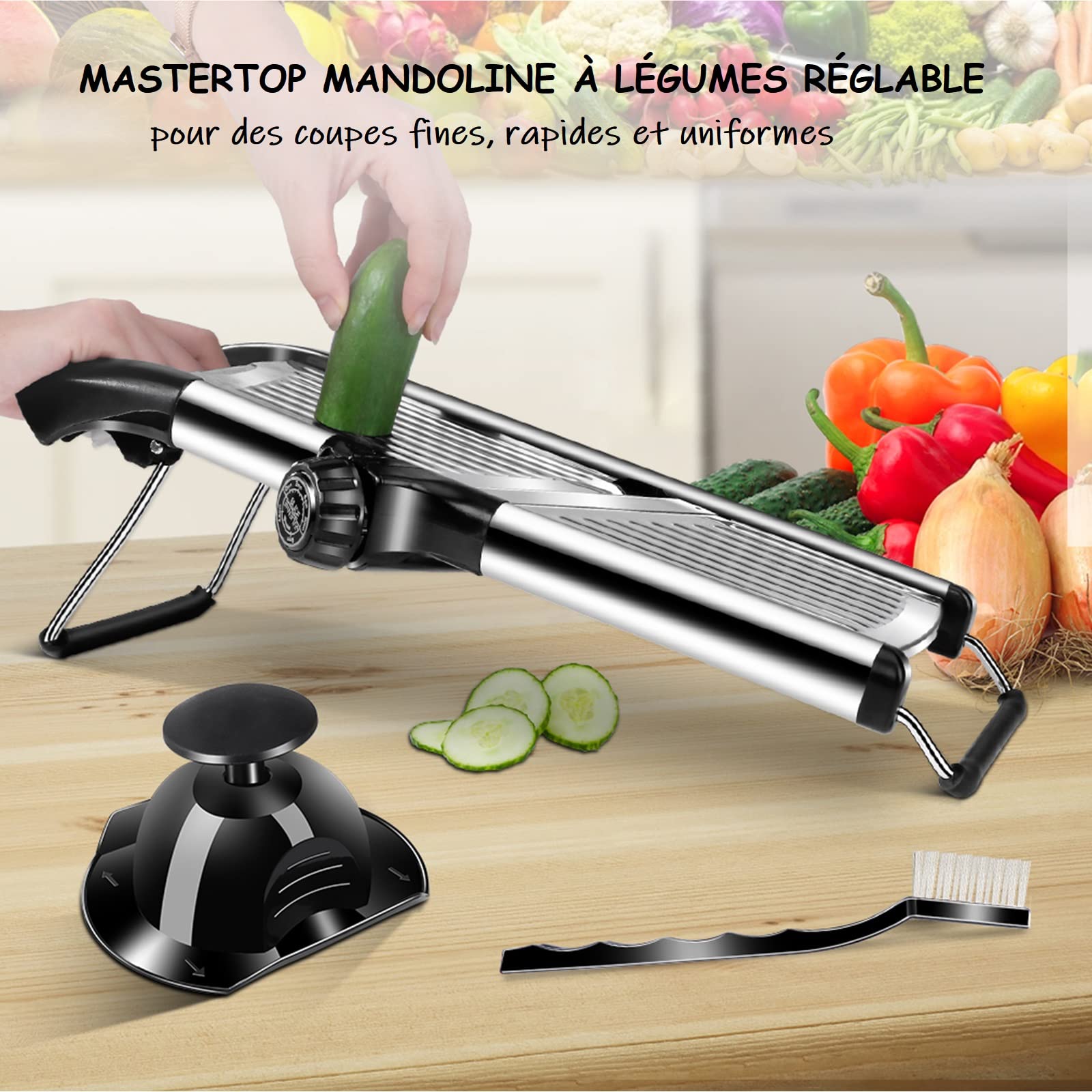 Mastertop perfect for onions, potatoes, cucumbers, and more in quick meal prep.
