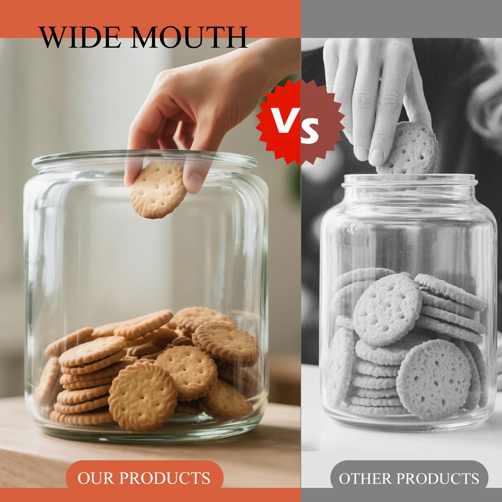 MASTERTOP wide-mouth cookie jar displays treats clearly for quick counting.