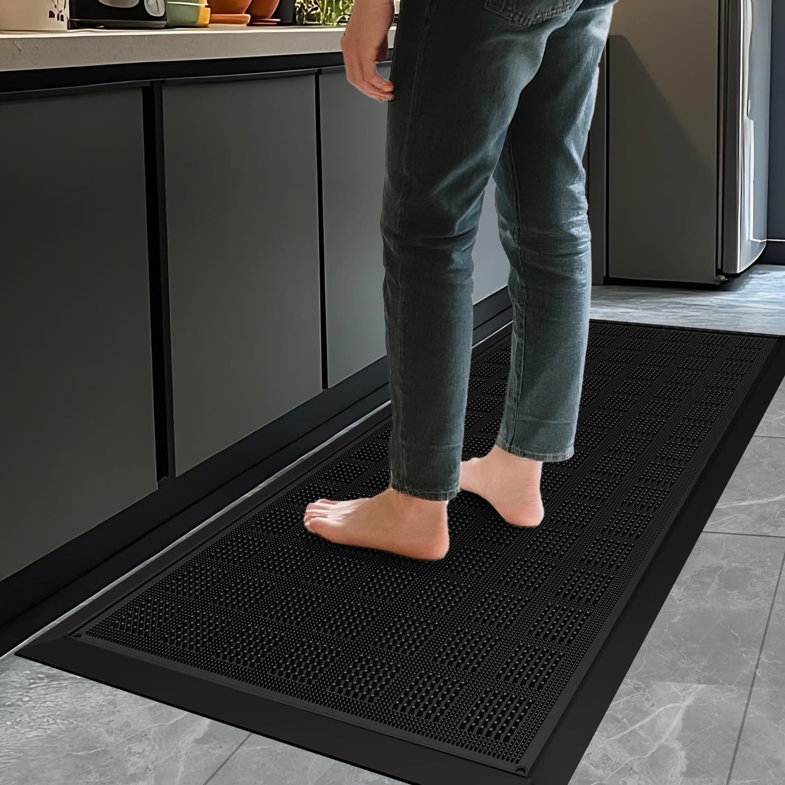 MATALL non-slip backing keeps mat in place on wet floors