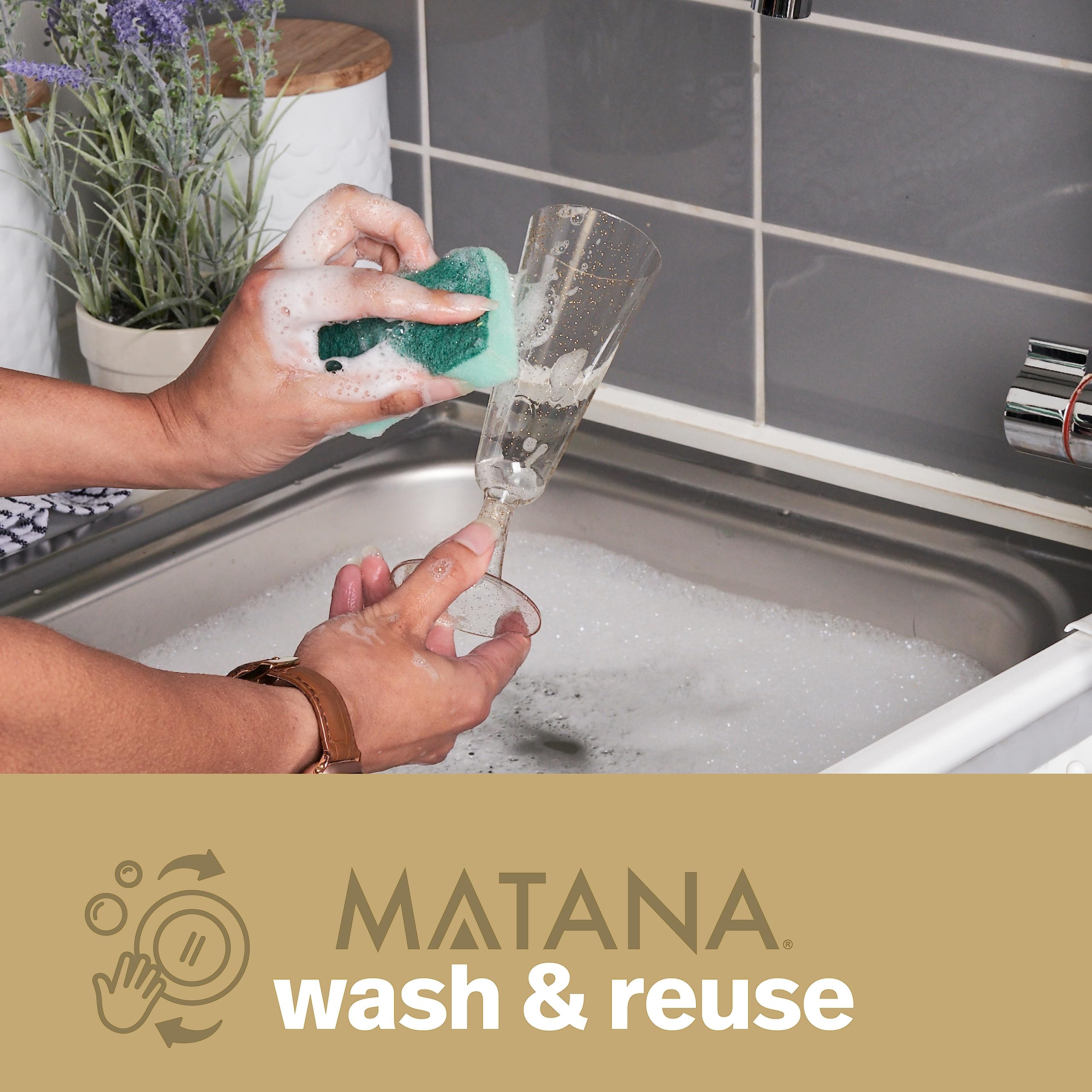 MATANA reusable-disposable-closeup offers flexible cleanup after gatherings.