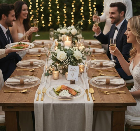 MATANA elegant plastic plates suitable for bridal showers and special occasions.