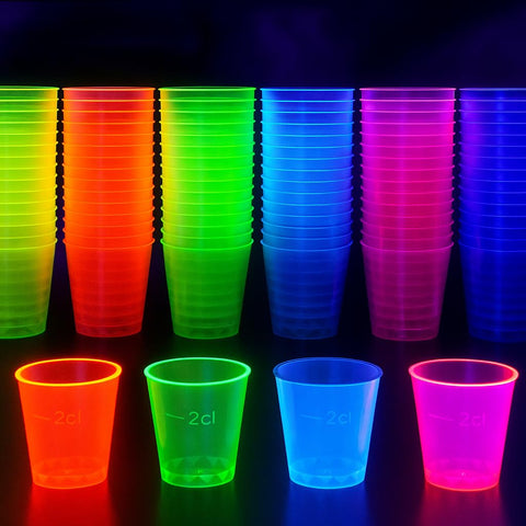 MATANA neon color shot cups brighten wine tastings and dessert shots.