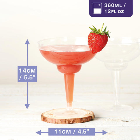 MATANA plastic cocktail glasses with stem base, easy assembly for quick service.