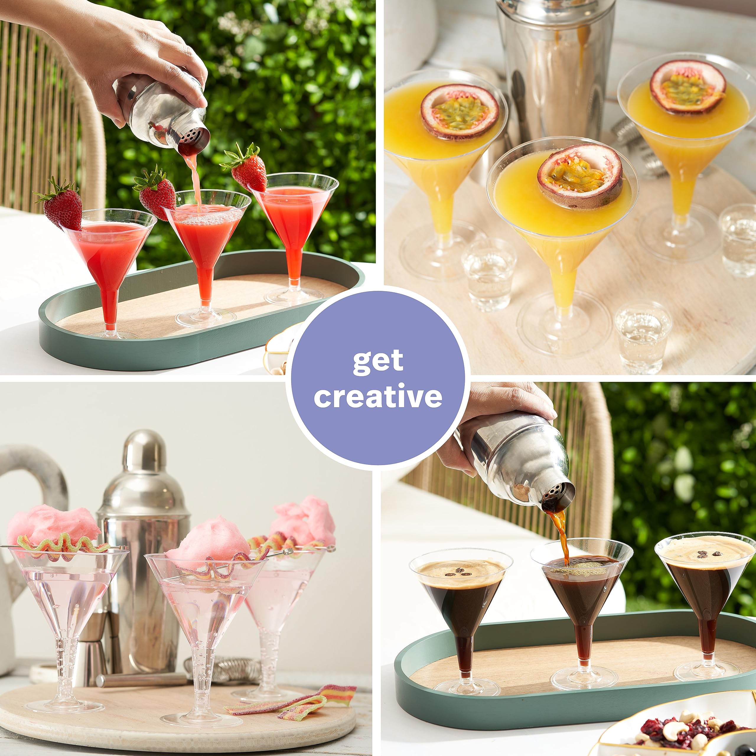 Carefully hand-washed MATANA 7oz martini glasses for repeated use