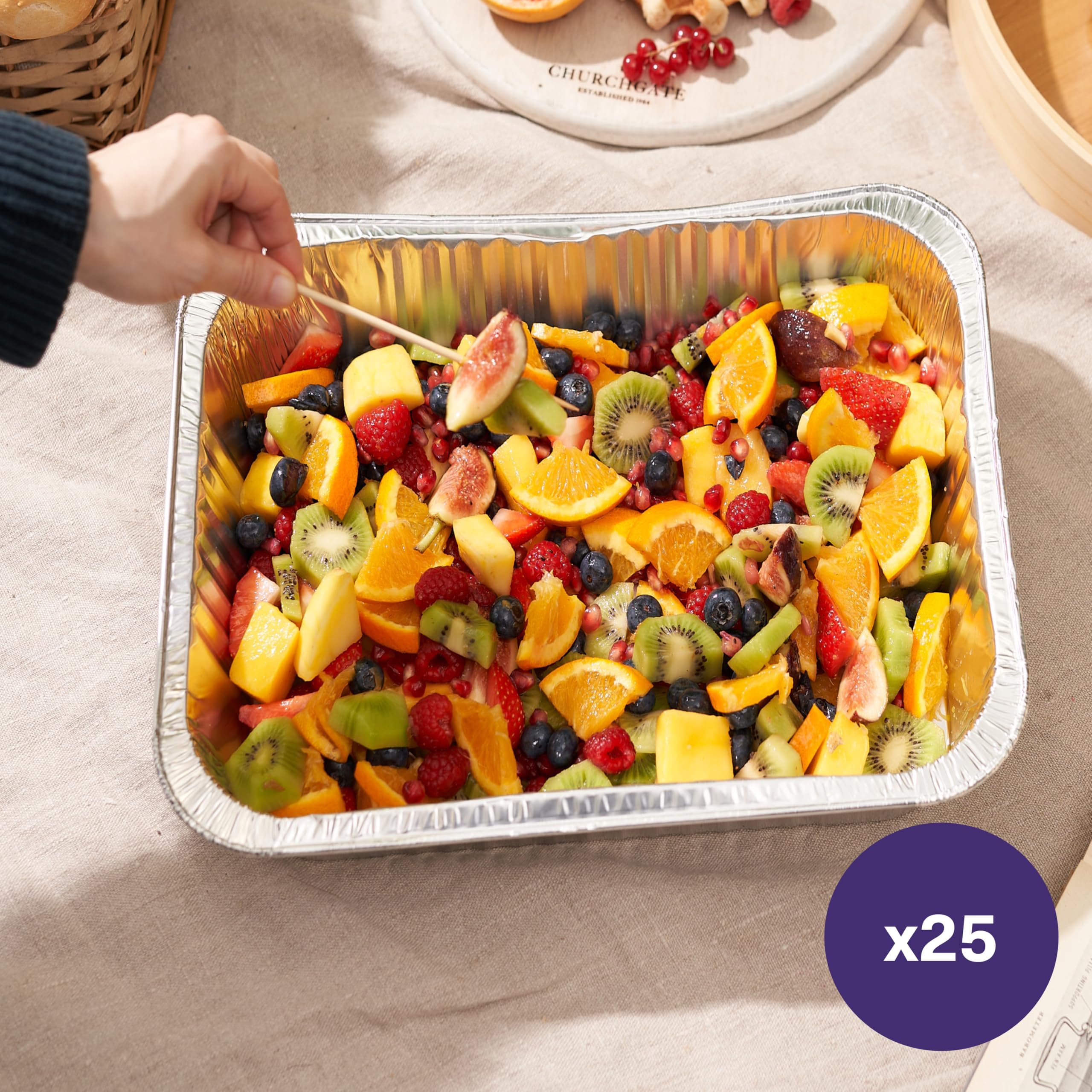 MATANA serving tray with full curl rim enables stable transport