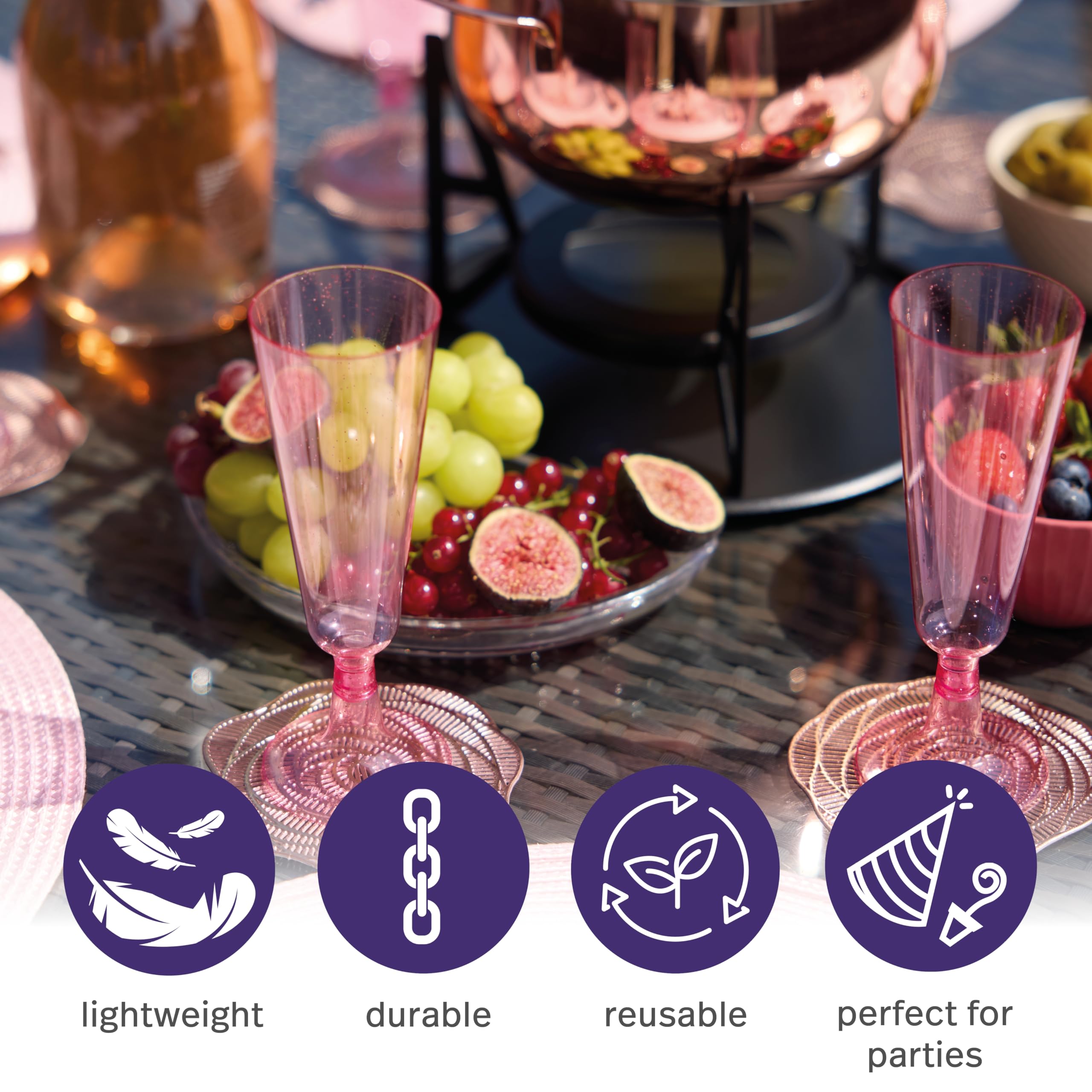 Matana elegant pink glitter appearance enhances princess or Barbie party vibes.