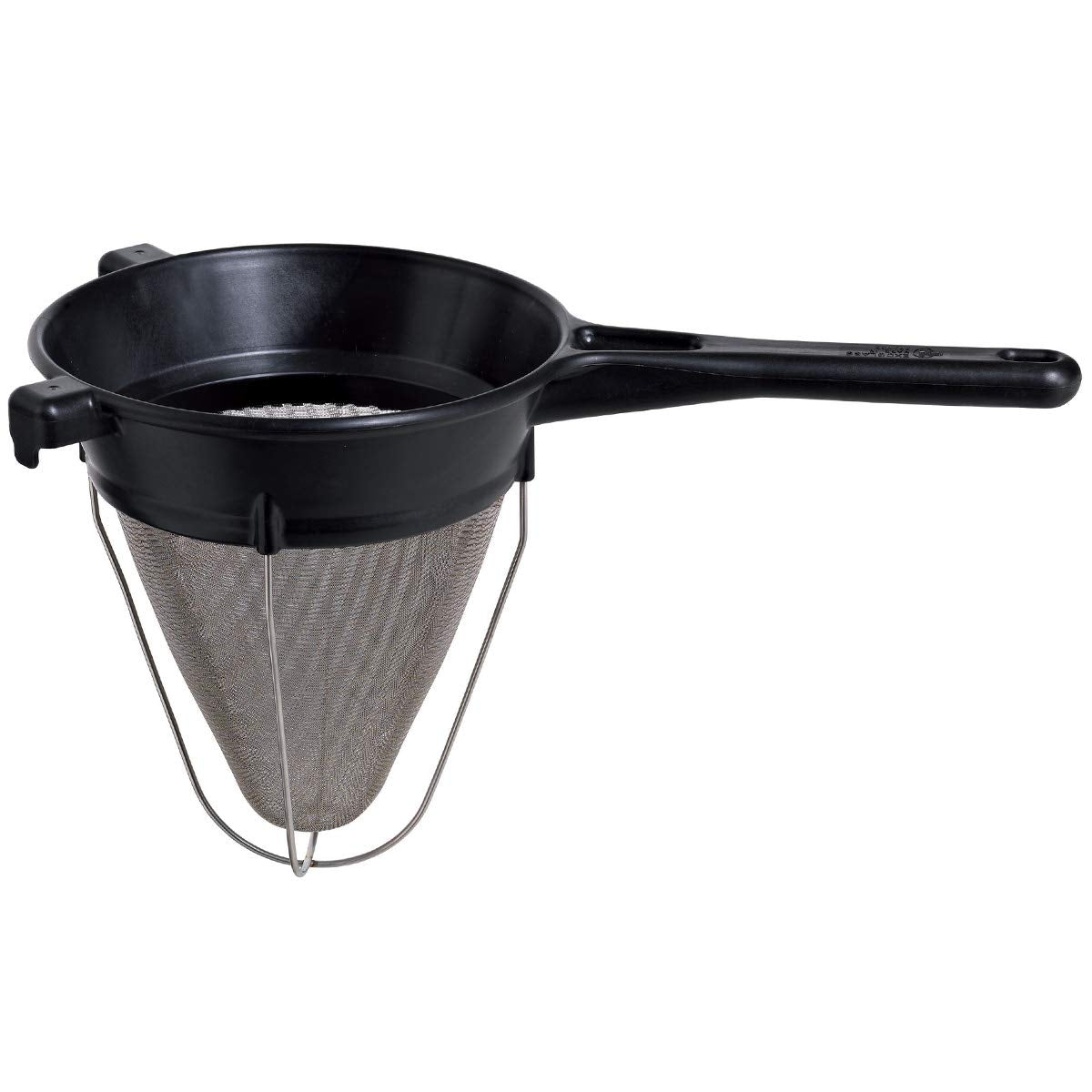 Matfer Bourgeat bouillon strainer with Exoglass handle, 8 inch, ideal for fine stocks and sauces.
