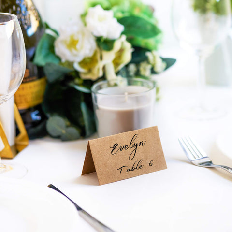 MATICAN kraft table name cards ideal for rustic weddings and events.