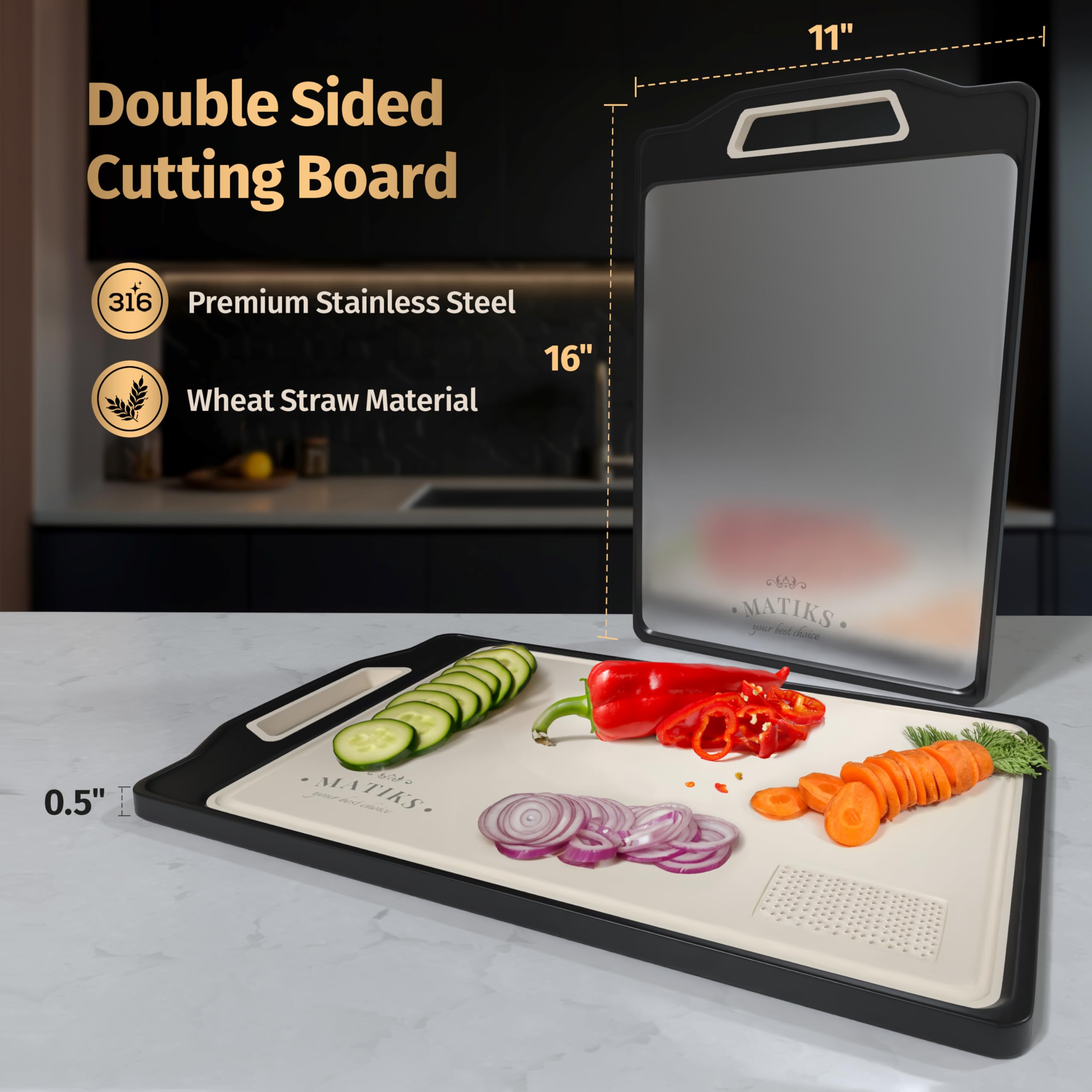 Matiks cutting board meat-side close-up for clean meat handling