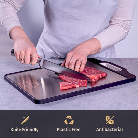 Matiks dishwasher-safe 316 stainless board for easy cleanup