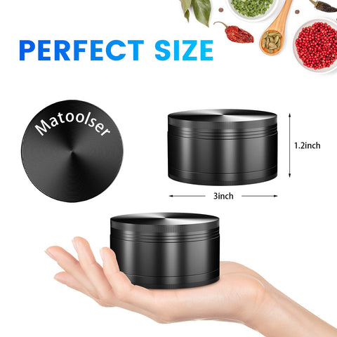 Matoolser 3 Inch Spice Grinder in action demonstrates smooth manual grinding of spices.