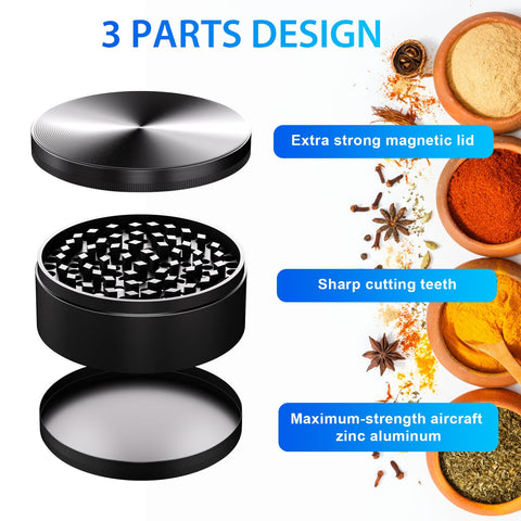 Matoolser grinder close-up shows sharp teeth for efficient ground powders.