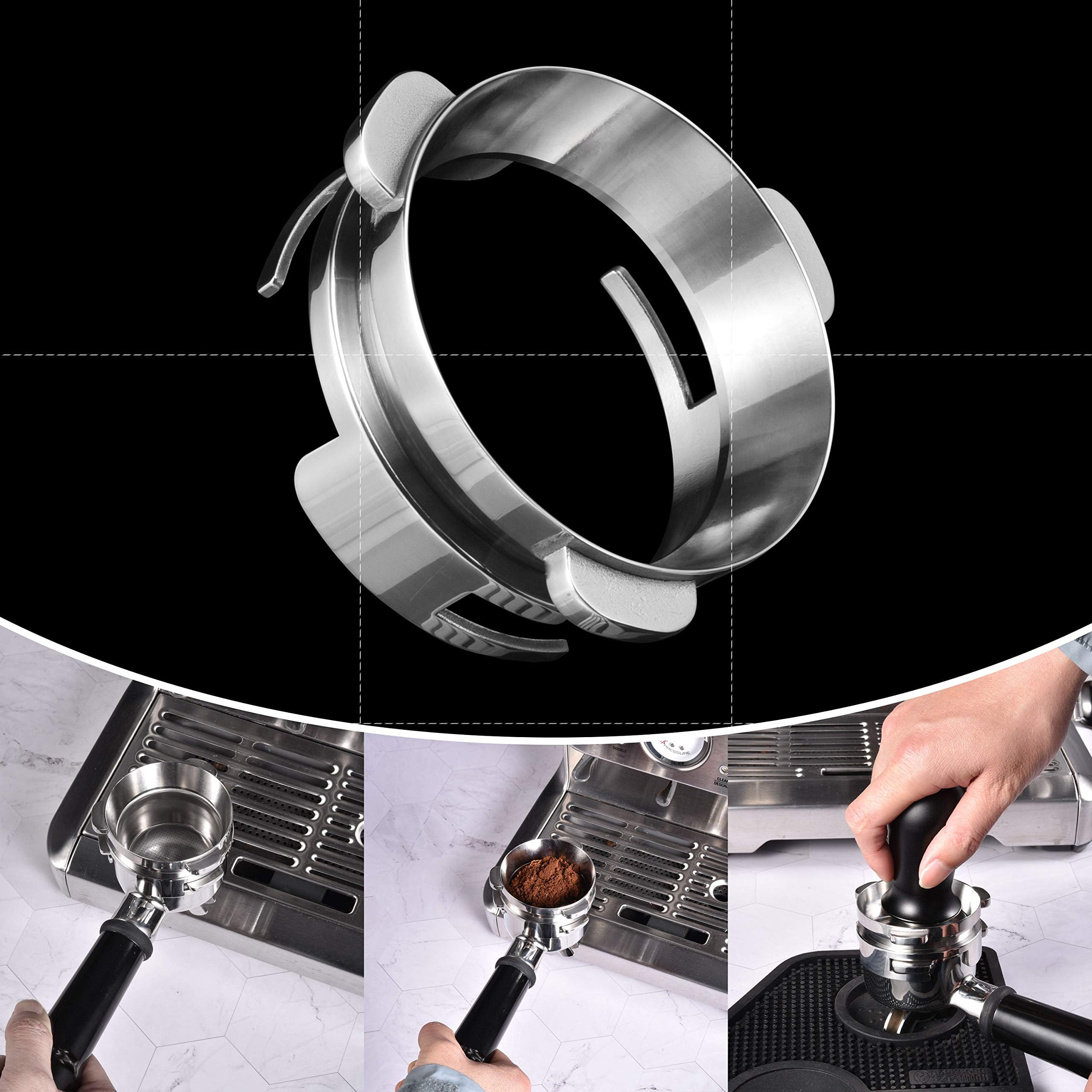 MATOW spill-free grinding close-up for tidy counter and easier tamping