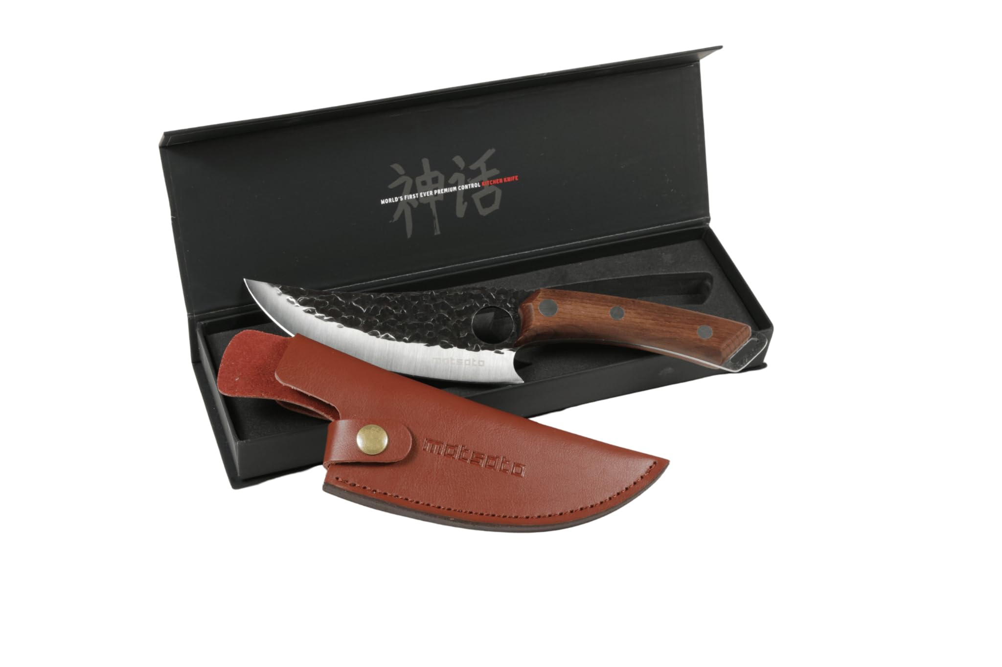 Matsato chef knife with premium leather sheath for safe, quick access