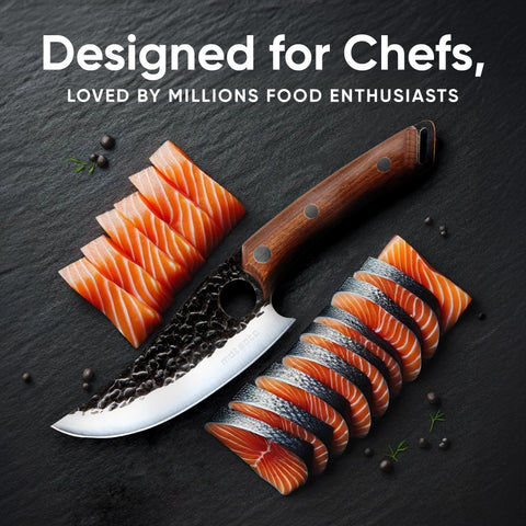 Matsato chef knife solid oak handle offers comfortable, precise control