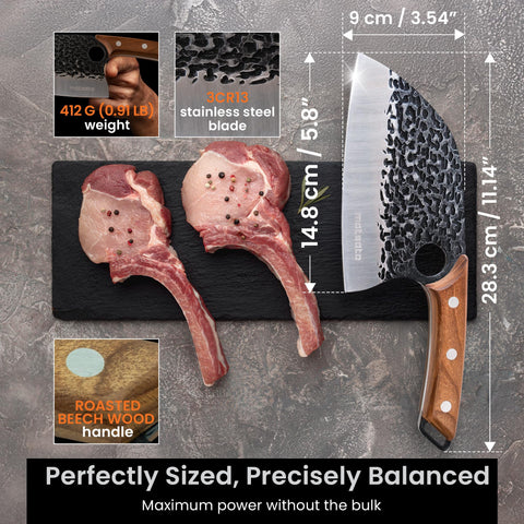 Matsato cleaver ergonomic grip for comfortable, controlled chopping sessions.