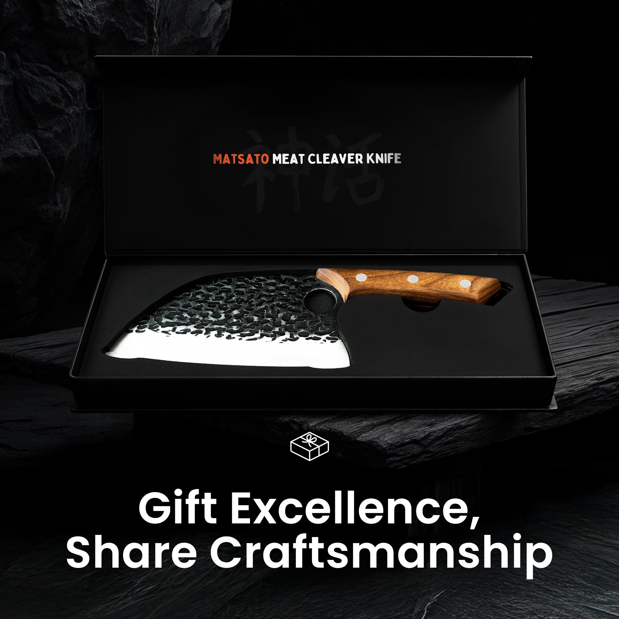 Matsato cleaver hammered blade reduces sticking for smoother prep.