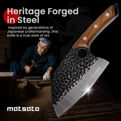 Matsato cleaver 5-8 inch blade versatile for meat, bones, vegetables.