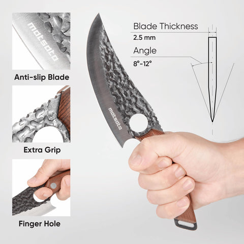 Matsato handcrafted oak handle offers a comfortable, secure grip.