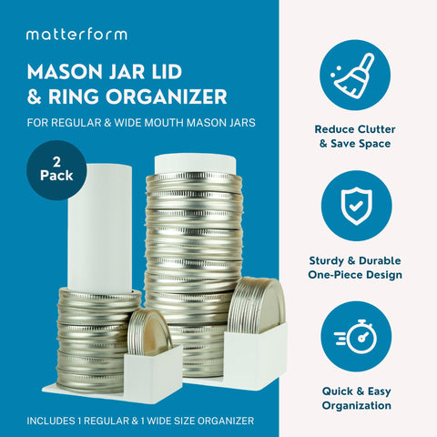 Matterform dual-size rack keeps lids neatly organized and within easy reach.