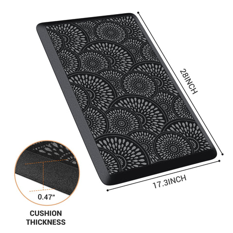 Mattitude Kitchen Mat showing beveled edges and non-slip bottom for safety