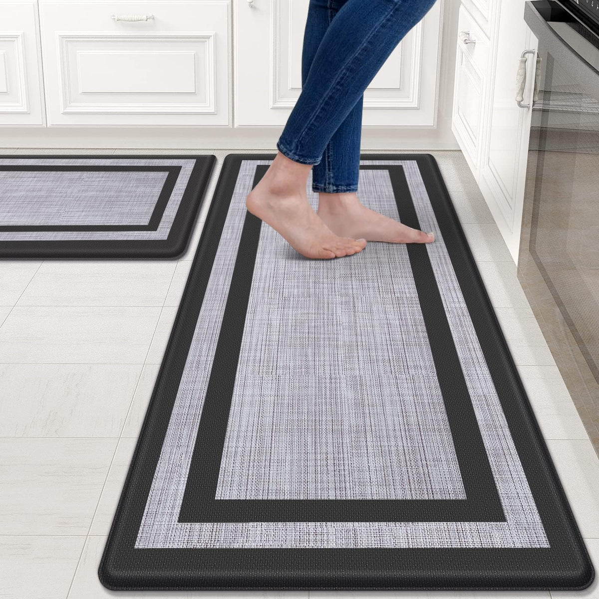 Mattitude kitchen mats set of 2 with thick anti-fatigue foam for comfortable standing.