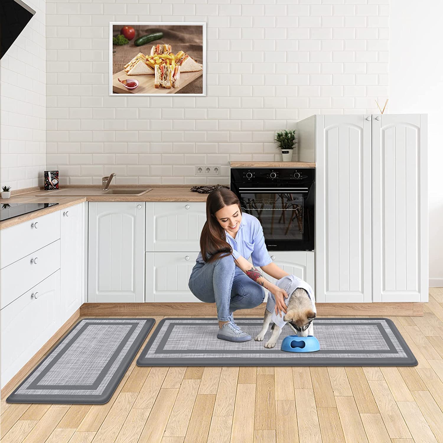 Set of two mats ideal for kitchen, sink, or laundry areas
